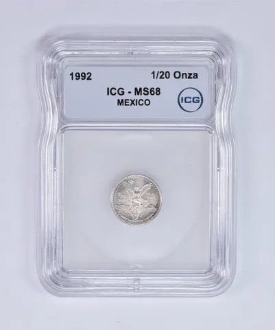 1992 Mo Mexico 1/20 Onza Silver Libertad MS68 ICG Beautiful Tone *8020