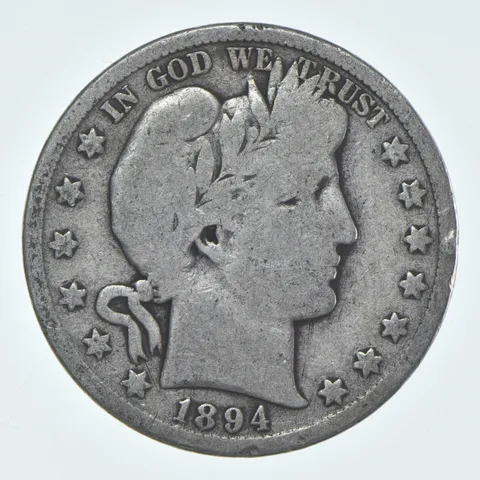 1894-S Barber Half Dollar Average Circ 90% Silver