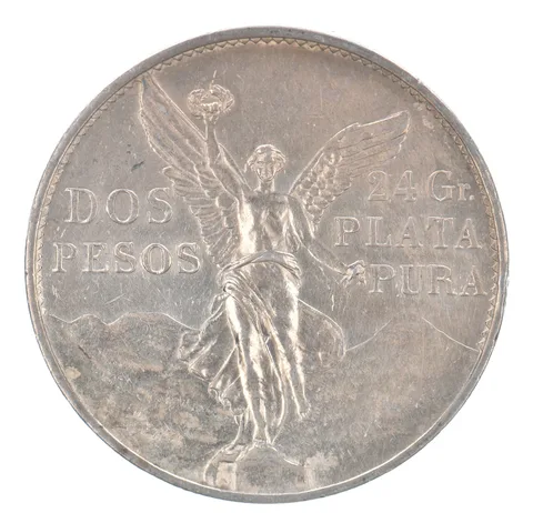 1921 Mo Mexico 2 Pesos Silver Beautiful Tone Reverse *8908