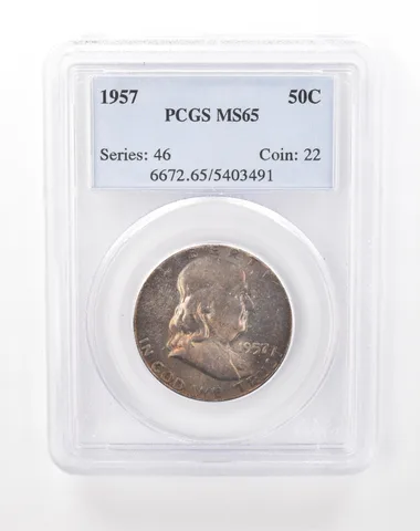 1957 Franklin Half Dollar MS65 PCGS Beautiful Tone *6045