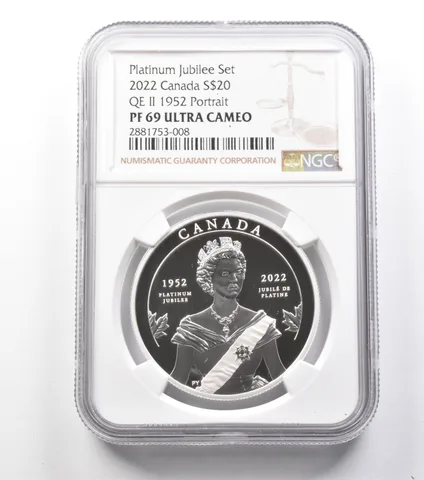 2022 Canada $20 Silver Plat. Jubilee Set QEII 1952 Portrait PF69 UCAM NGC *9907