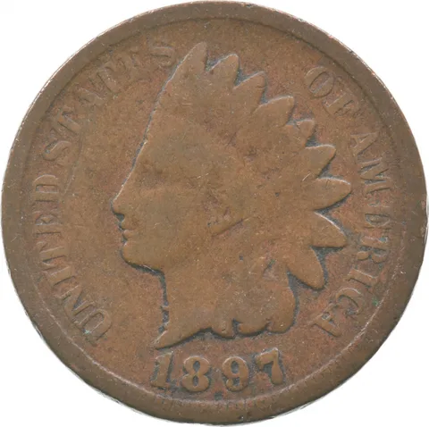 1897 Indian Head Cent 1 In Neck *9350