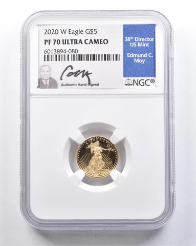 2020-W $5 American Gold Eagle Moy 1/10 Oz Gold PF70 UCAM NGC *2106
