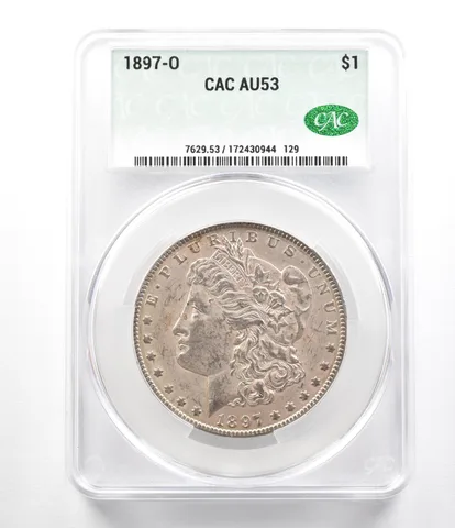 1897-O Morgan Silver Dollar AU53 CAC CACg *0431