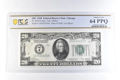 1928 $20 Chicago IL FRN Fr#2050-G Choice Unc 64 PPQ PCGS *6055