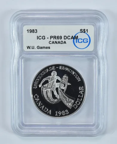1983 Canada Silver Dollar World University Games PR69 DCAM ICG