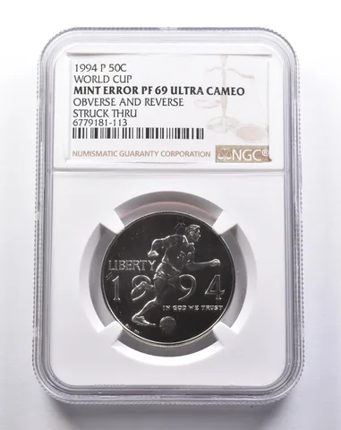 Error PF69 UCAM 1994-P World Cup Commem. Half Dollar OBV REV Strk Thru NGC *3204