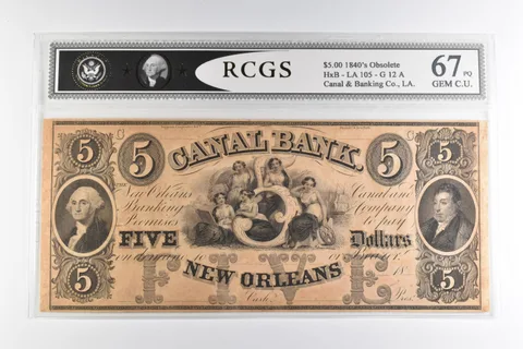 $5 1840s New Orleans, LA Canal & Banking Co Note *8203