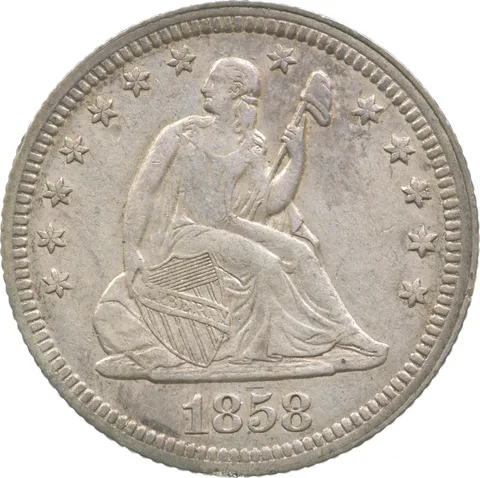 1858 Seated Liberty Quarter a3471