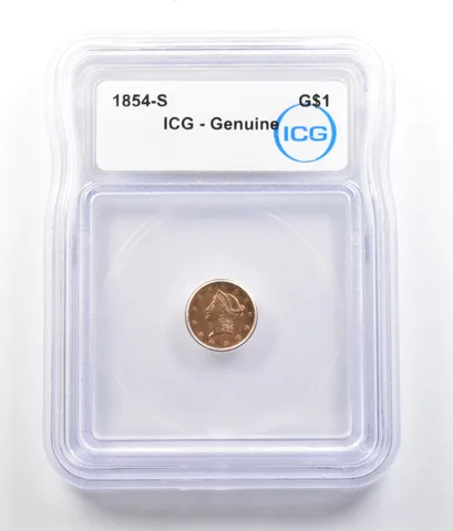 1854-S $1 Liberty Head Gold Dollar Genuine ICG *0782