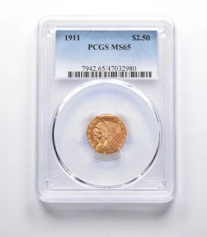 MS65 1911 $2.50 Indian Head Gold Quarter Eagle PCGS *2016