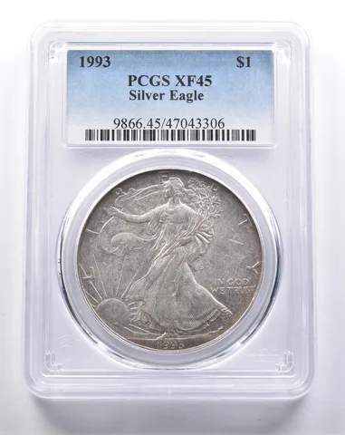 XF45 LOWBALL 1993 American Silver Eagle PCGS Low Ball - Lowest Pop a3379