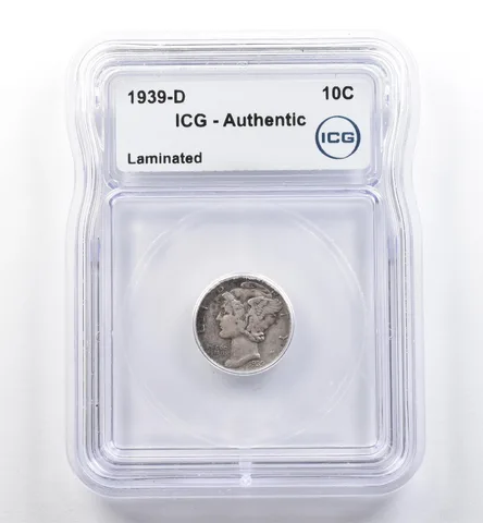 1939-D Mercury Dime Laminated Error Authentic ICG *6000