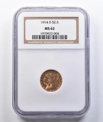 1914-D $2.50 Indian Head Gold Quarter Eagle MS62 NGC *2914