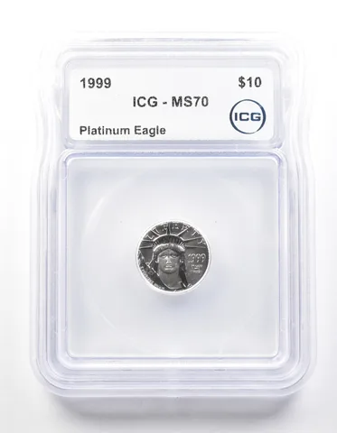 1999 $10 American Platinum Eagle 1/10 Oz Platinum MS70 ICG *2226