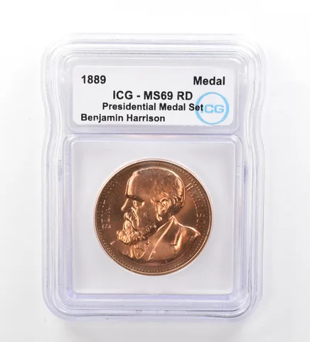 (1889) Presidential Medal Set Harrison MS69 RD ICG Peripheral Tone *2002