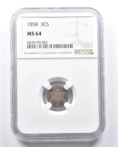 1858 Silver Three Cent Piece Trime MS64 NGC *6548