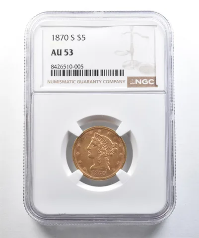 1870-S $5 Liberty Head Gold Half Eagle AU53 NGC *1605
