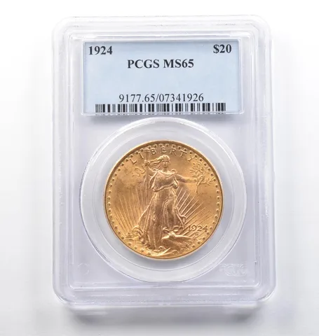1924 $20 Saint Gaudens Gold Double Eagle MS65 PCGS *6607