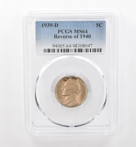1939-D Reverse Of 1940 Jefferson Nickel MS64 PCGS Beautiful Tone *1780