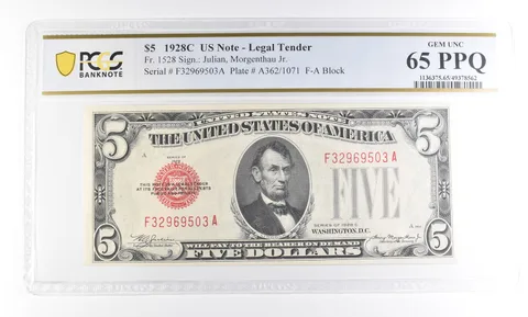 1928 C $5 US Legal Tender Fr#1528 Gem Unc 65 PPQ PCGS *2378