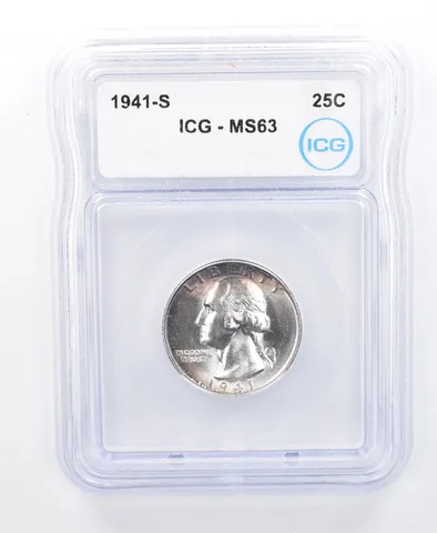 1941-S Washington Quarter MS63 ICG Peripheral Tone *8732