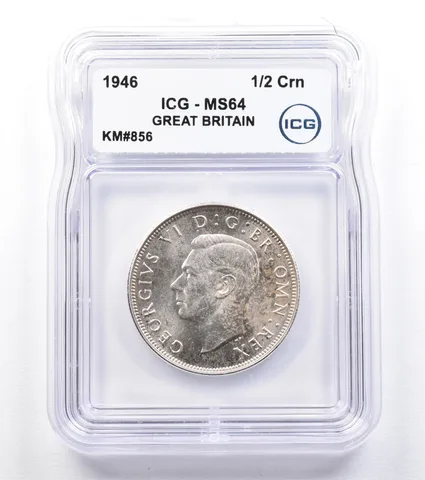 1946 Great Britain 1/2 Crown KM#856 MS64 ICG *1804