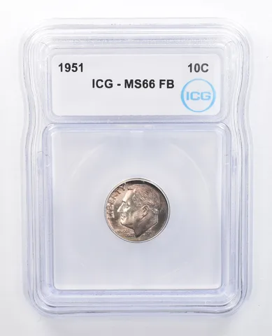 1951 Roosevelt Dime MS66 FB ICG Beautiful Tone *7609
