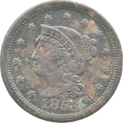 1853 Braided Hair Large Cent *7602