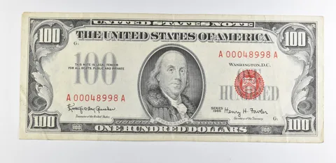 1966 $100 US Legal Tender Note Red Seal a9878