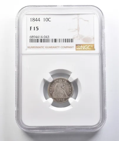 1844 Seated Liberty Dime F15 NGC a5556