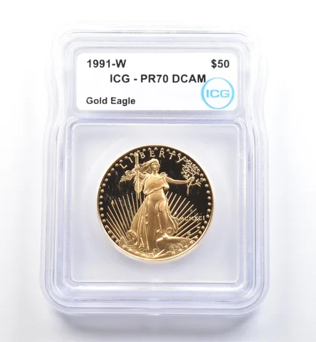 1991-W $50 American Gold Eagle 1 Oz Gold PR70 DCAM ICG
