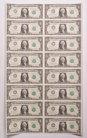 Lot (16) 1988 A $1 Minneapolis MN FRN Green Seal Uncut Sheet *8156