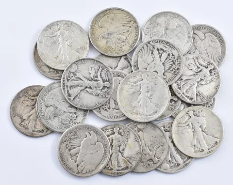 (20) 1934-1947 Walking Liberty Half Dollar 90% Silver Roll $10 Face Lot