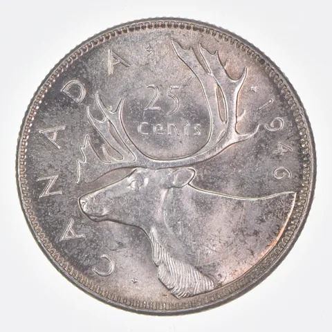 Better Date - 1946 Canada 25 Cents World Coin- Silver *317