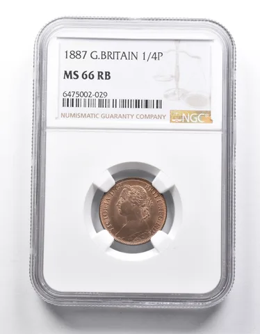 MS66 RB 1887 Great Britain 1/4 Penny NGC Farthing a9997