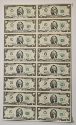 Lot (16) 1976 $2 Dallas TX FRN Star Note Green Seal Uncut Sheet Star *5915