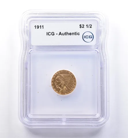 1911 $2.50 Indian Head Gold Quarter Eagle Authentic ICG *8388