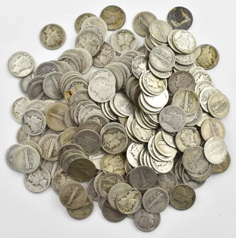 1926-D Mercury 90% Silver Dime Roll Lot of 50 PCS $5 Face
