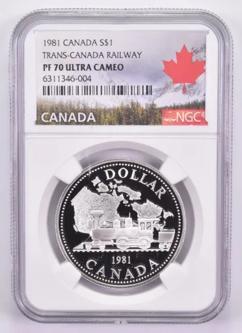 1981 PF70 UCam Canadian $1 Silver Dollar Trans-Canada Railway NGC