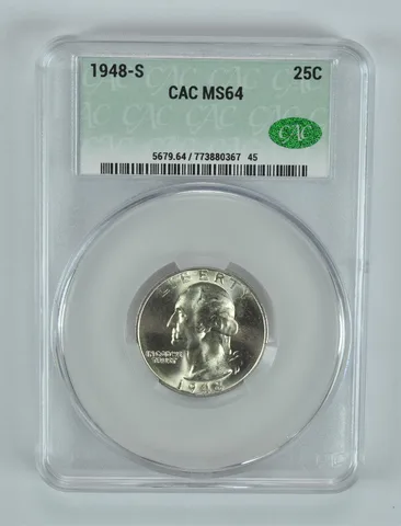 1948-S Washington Quarter MS64 CAC CACg