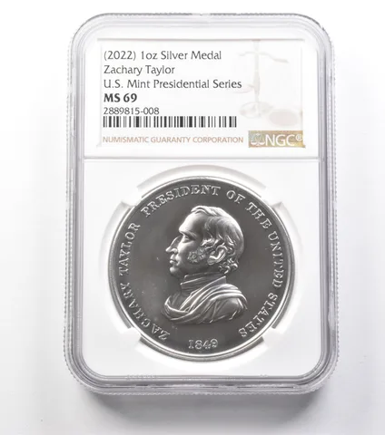 (2022) 1 Oz Silver Medal Zachary Taylor US Mint Presidential Ser. MS69 NGC a9933