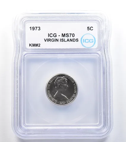 1973 Virgin Islands 5 Cents KM#2 MS70 ICG a7985