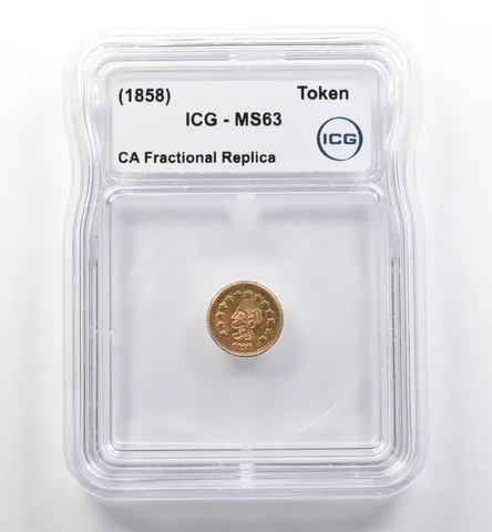 (1858) California Fractional Gold Token Indian Head 1/2 Dollar MS63 ICG *7430
