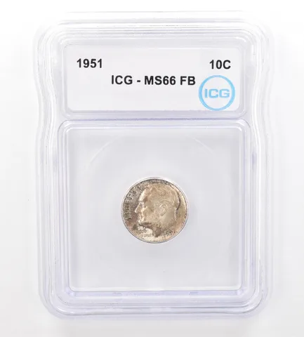 1951 Roosevelt Dime MS66 FB ICG Beautiful Tone a7377