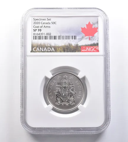 2020 Canada 50 Cents Specimen Set Coat Of Arms SP70 NGC a7049
