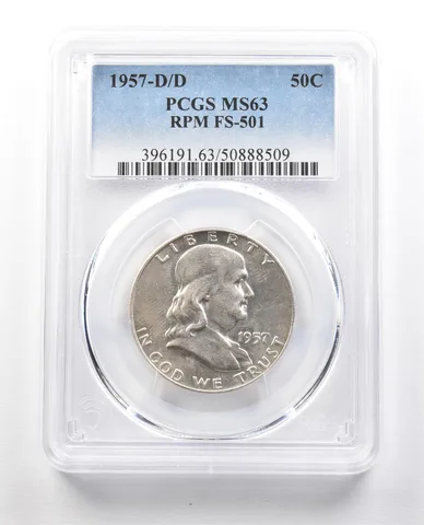 1957-D/D Franklin Half Dollar RPM FS-501 MS63 PCGS *1453