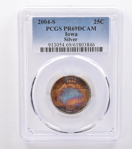 2004-S Washington State Quarter Iowa Silver PR69 DCAM PCGS Beautiful Tone *8787