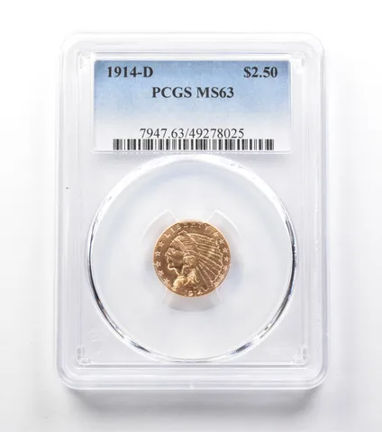 1914-D $2.50 Indian Head Gold Quarter Eagle MS63 PCGS *9970
