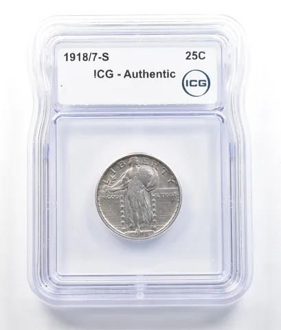 1918/7-S Standing Liberty Quarter Authentic ICG *5215
